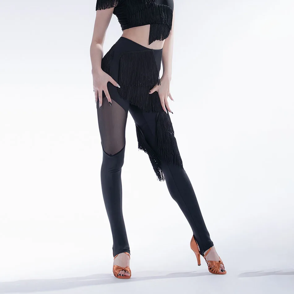 

Women Fringe Latin Dance Pants Sexy Tassels Latino Dance Tight Trousers Ballroom Dance Cha Cha Rumba Competition Dancewear L2190