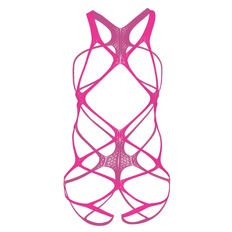Vêtements européens mode nuisette Lingerie Porno Teddies body femmes voir à travers résille Bikini corps costume Sexy_voghion.com