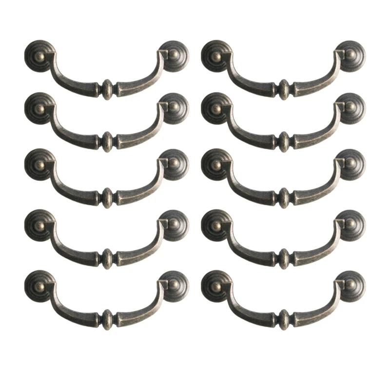 

10 Pack Shabby Chic Drawer Pulls Handles Antique Bronze Zinc Alloy Kitchen Cabinet Drop Bail Pulls Handles