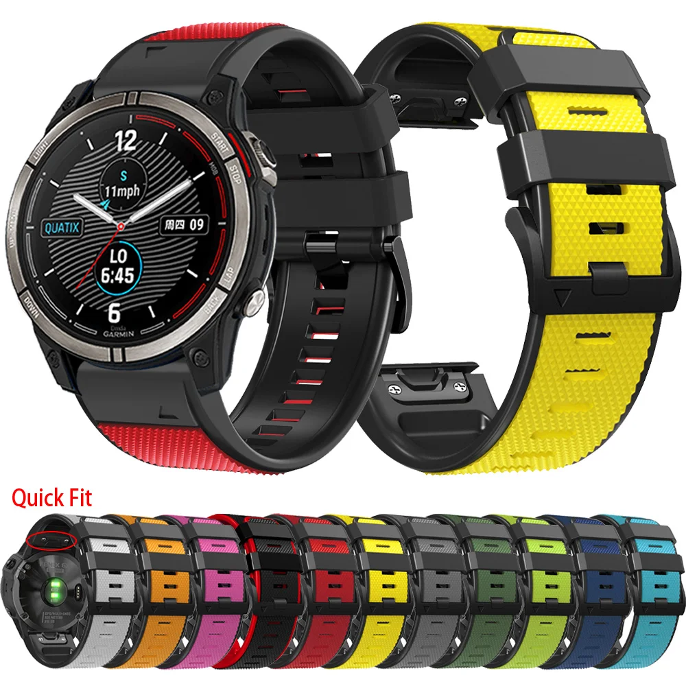 

22/26mm Leather + Silicone Strap For Garmin Quatix 7 7X 6 5 3 Solar Watch Band Quatix 7 Bracelet Wrist QuickFit Belt Accessorie