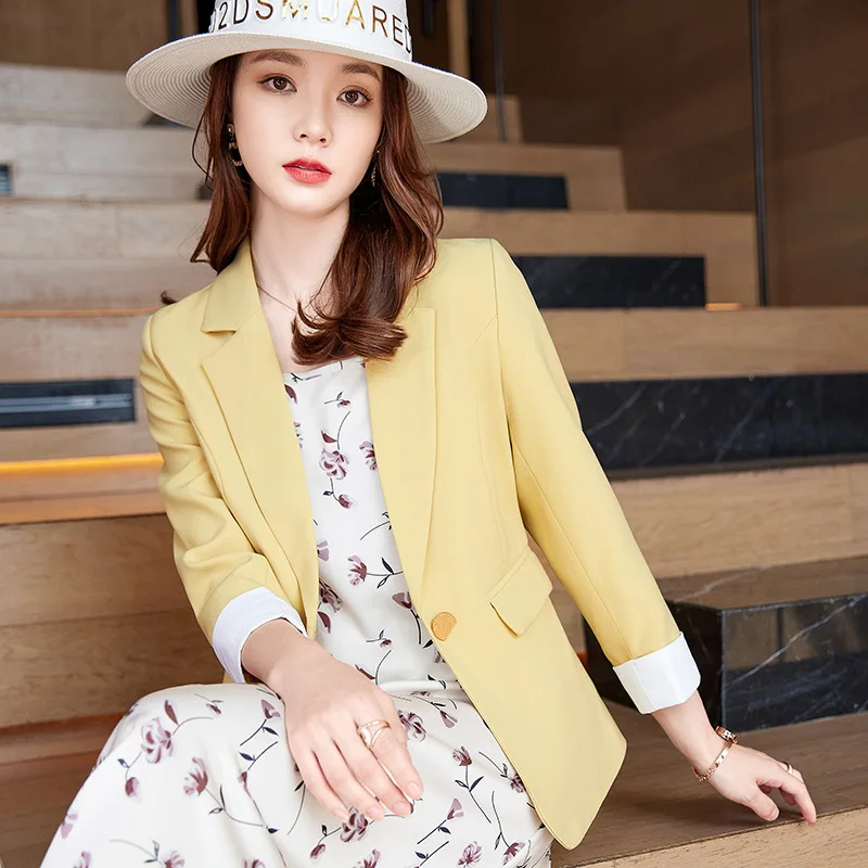 

Korean Blazer Jacket 2023 New Early Autumn One Button Pocket Temperament Suit Coat Fashionable Commuting Office Work Clothes