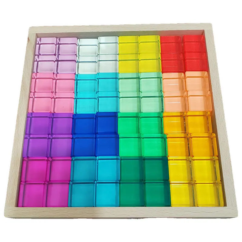 

Кубики Lucent для укладки голландский дом, хрустальные игрушки, акриловые полупрозрачные кубики из блестящего материала, кубики Монтессори для малышей, мероприятия для детей