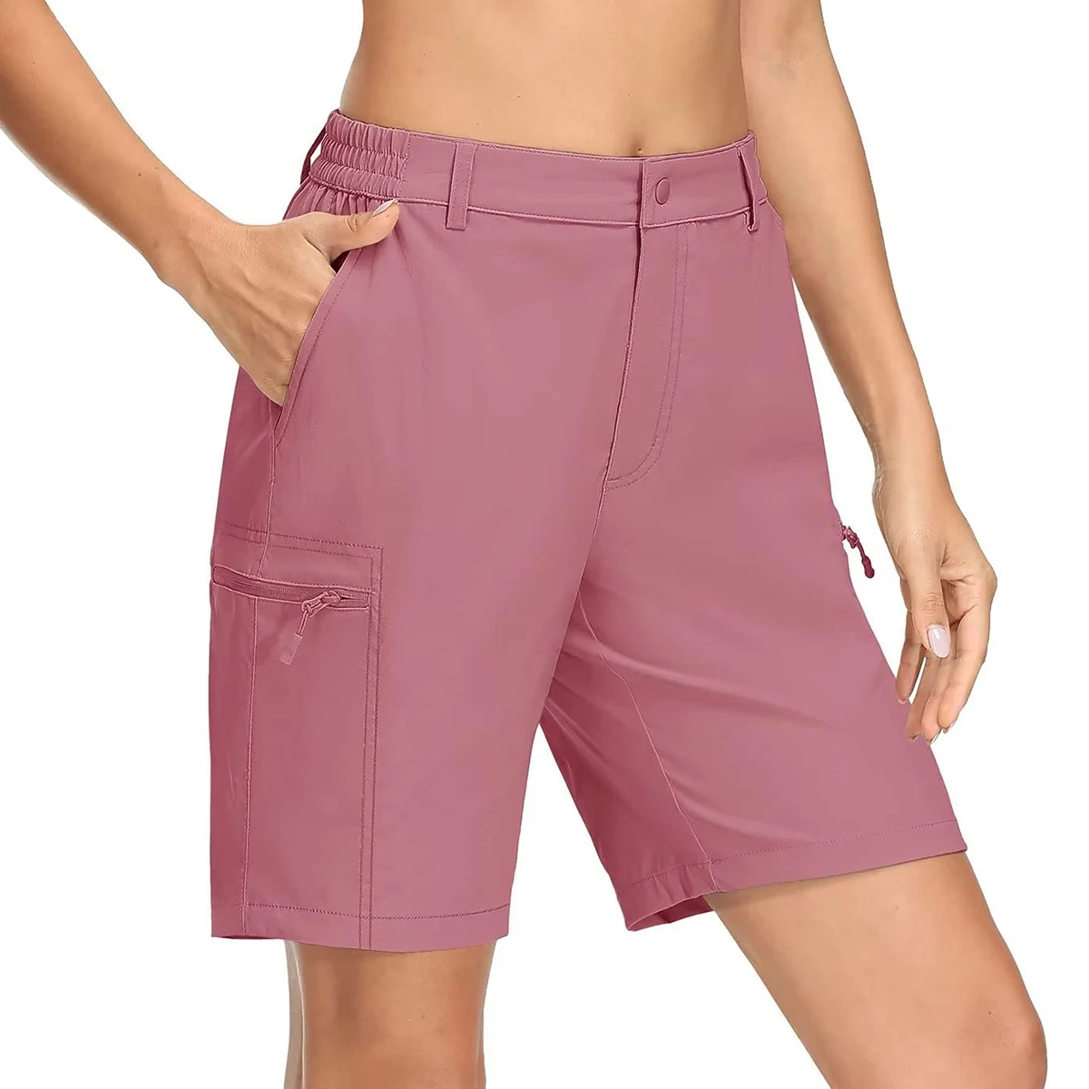 Pantalones cortos tipo cargo deportivos ligeros para mujer, de secado  rápido, para campismo, viajes, golf, con bolsillos con cierre, resistentes  al