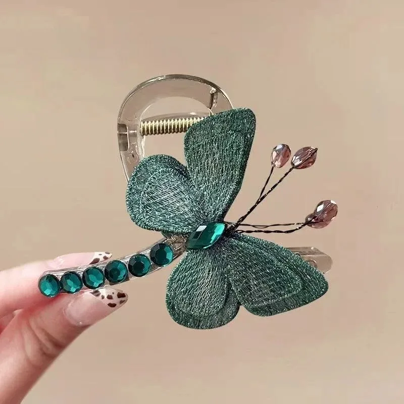 Sweet Embroidery Butterfly Hair Claw Acrylic Claw Clips Elegant Hair Clips INS Hair Accessories for Women Girls