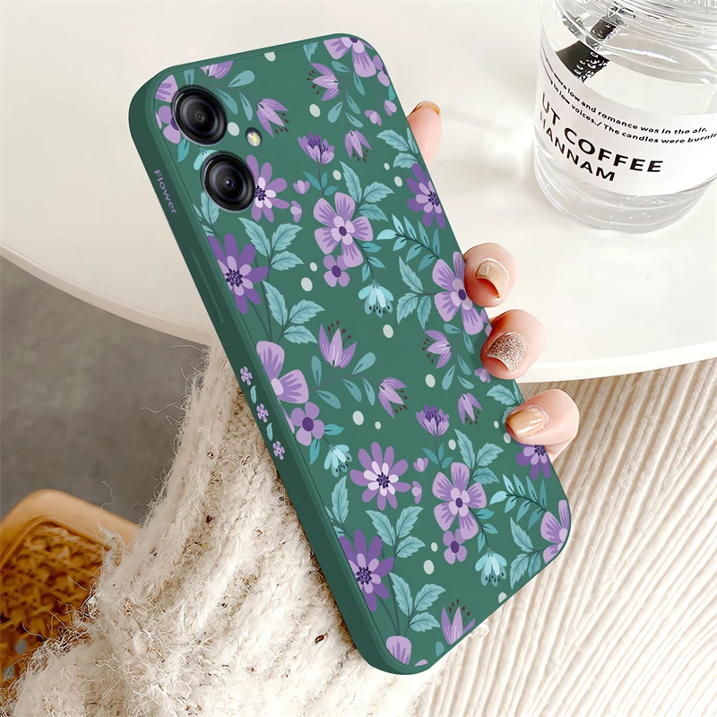 Matte Silicone Shockproof Floral Cover - Liquid Resistant