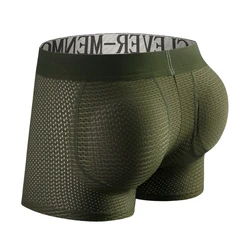 Camouflage Mesh Push - Up Pad Men's Boxer Briefs with Butt Lifter and Supportive Pouch - XXXL (Army green)