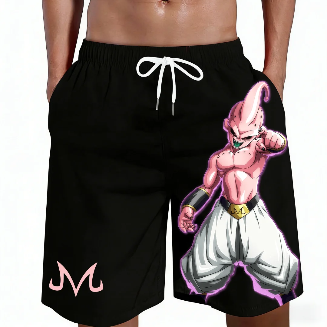 2026 Neue Dragon Ball Kid Buu Majin Symbol Anime-Print Strandshorts Lässige Lockere Familien-Partnerlook Sommer Schnelltrocknende Sportshorts