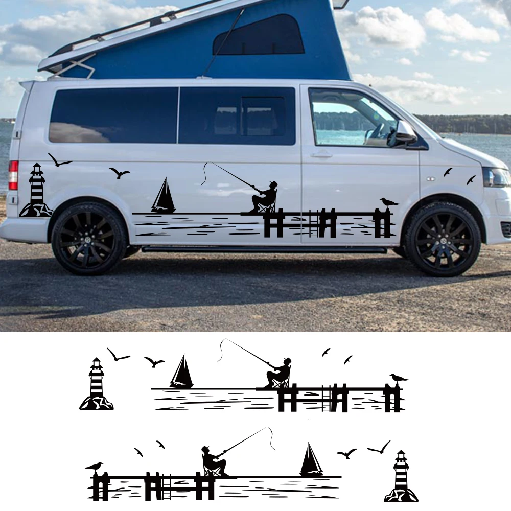 Für volkswagen vw transporter t4 t5 t6 multi van caravelle autotür seiten  aufkleber camper van mountain edition abziehbilder zubehör - AliExpress