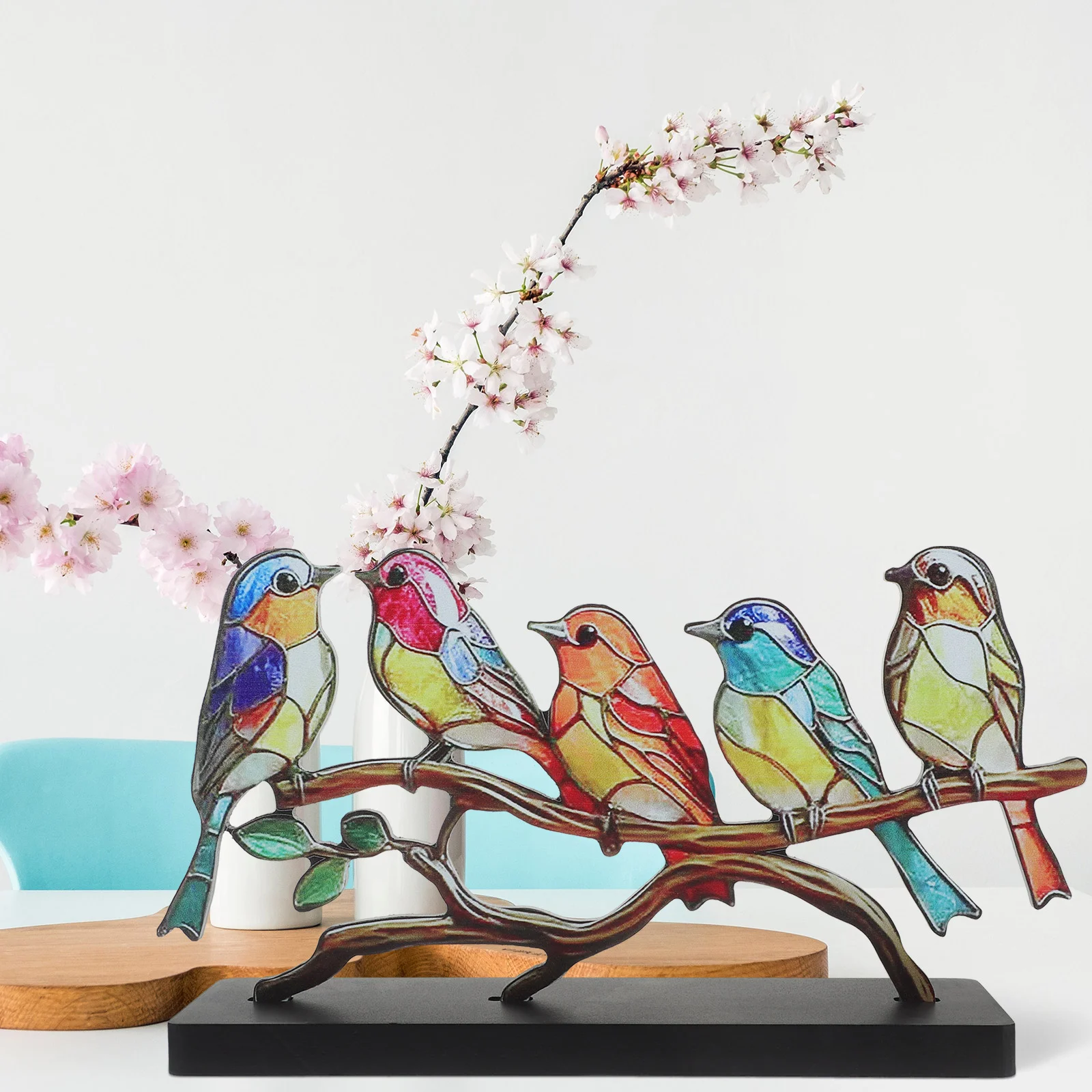 

Bird Sculpture Decoration Birds Branch Statue Figure With Base Decorations Ornament Desktop Bathroom