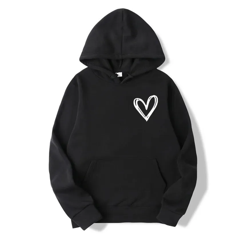 Hirsionsan Simplic Heart Print Women Sweatshirt Soft Casual Loose Vintage Female Hoodies Winter Warm Fleece Student Tops casual hoodie