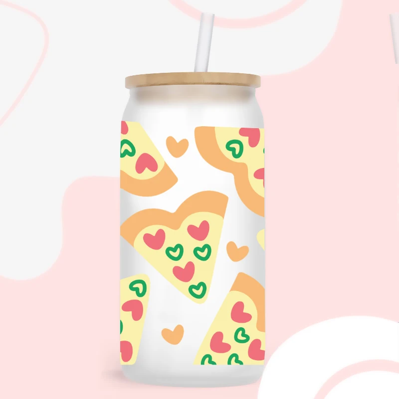 UV DTF Pizza, hamburger, hot dog Transfer Happy Juice Printed Sticker For The 16oz Libbey Glasses Wraps Bottles D2465