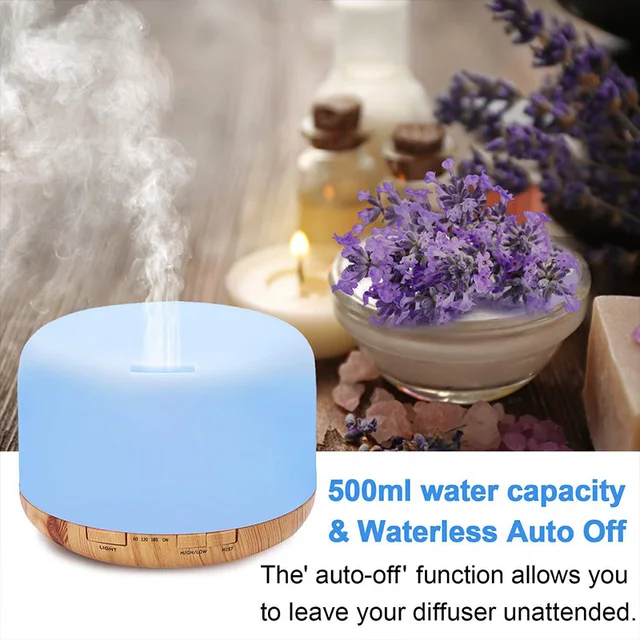 500ML Aroma Diffuser Wood Grain Humidifier Essential Oil Fragrance difusor Air humidificador with Remote Control for Home Office 3