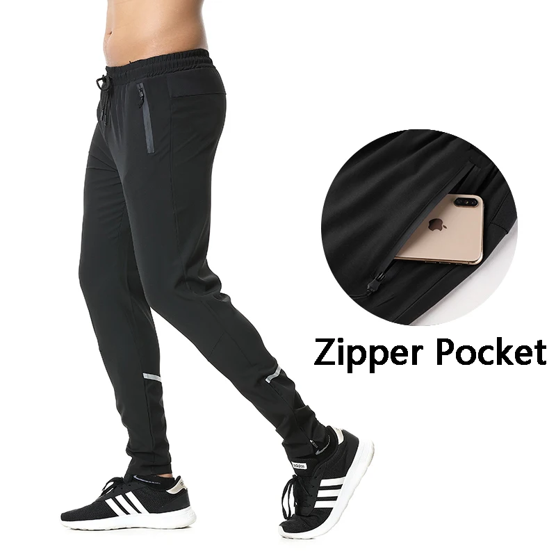 thumbnail image 1 of Pantalones para correr para hombre, pantalones deportivos reflectantes con cremallera para fútbol, pantalones deportivos de entrenamiento, pantalones deportivos para correr, pantalones de gimnasio, 1 of 5