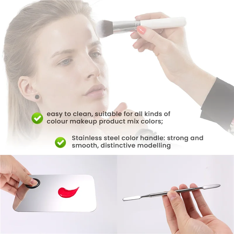 ABKR-전문 메이크업 팔레트 트레이 혼합 메이크업 스테인레스 스틸 리퀴드 파운데이션 팔레트 수채화 아트 메이크업 도구