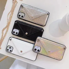 

RYWER Envelope Card Luxury Brand Package Leather Phone Case For Iphone 11 12 Pro X XR XS MAX 7 8 6 Plus Crossbody Bag Back Cover