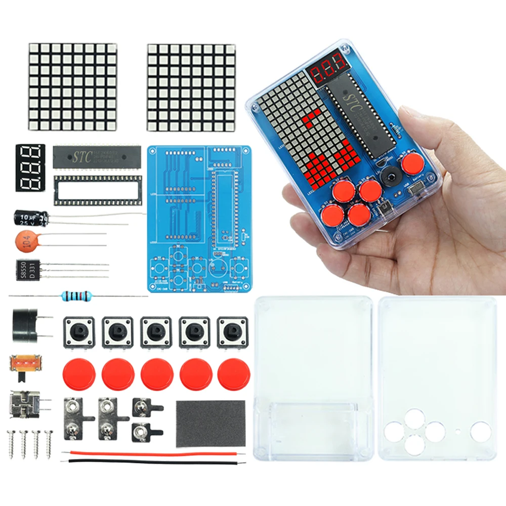 DIY Electronic Pixel Game Console Kit with LED Display and Dual-Sided PCB