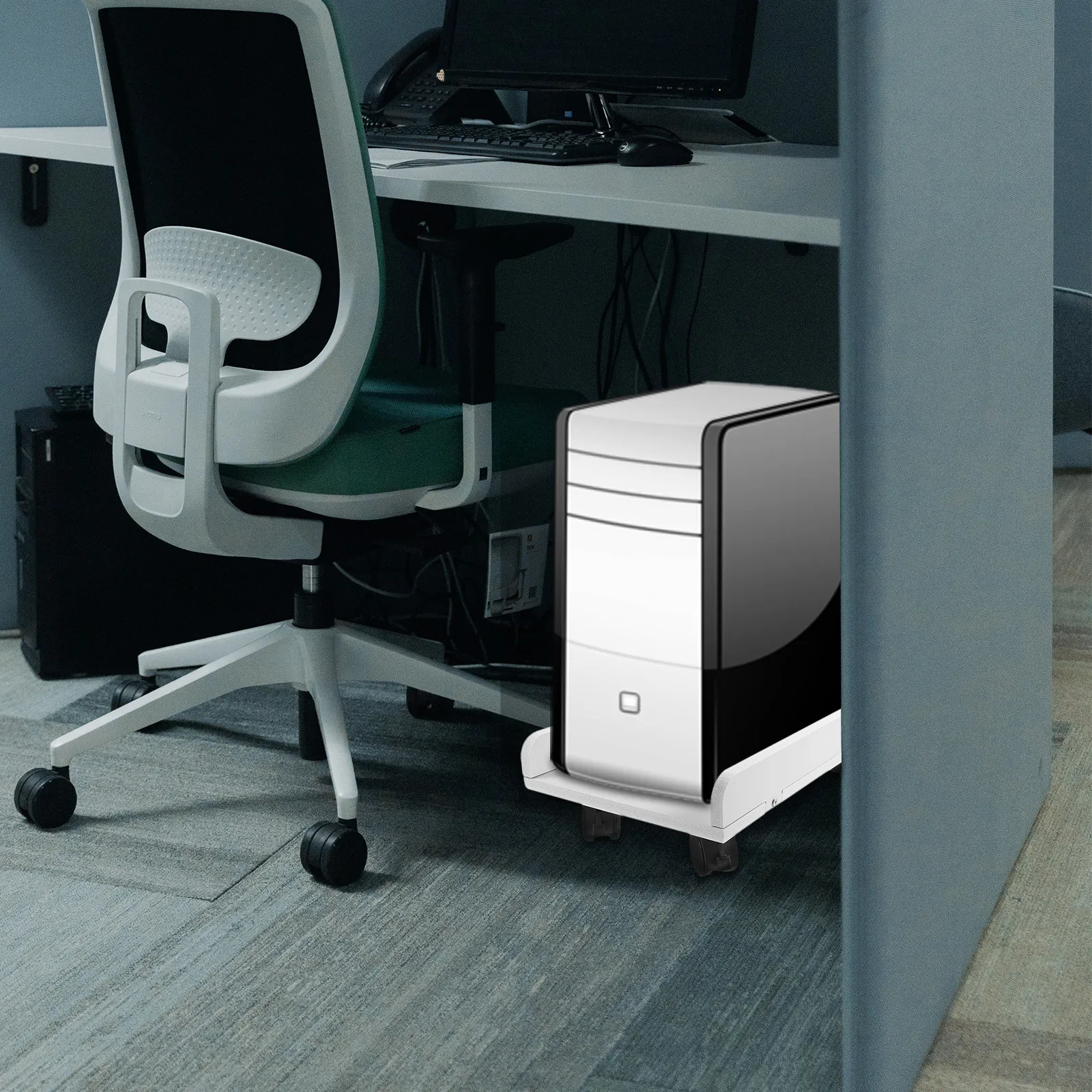 컴퓨터 타워 스탠드 견고한 다기능 모바일 카트 데스크탑 PC 홀더 사무실 책상 아래 공간 절약을 위한 롤링 베이스