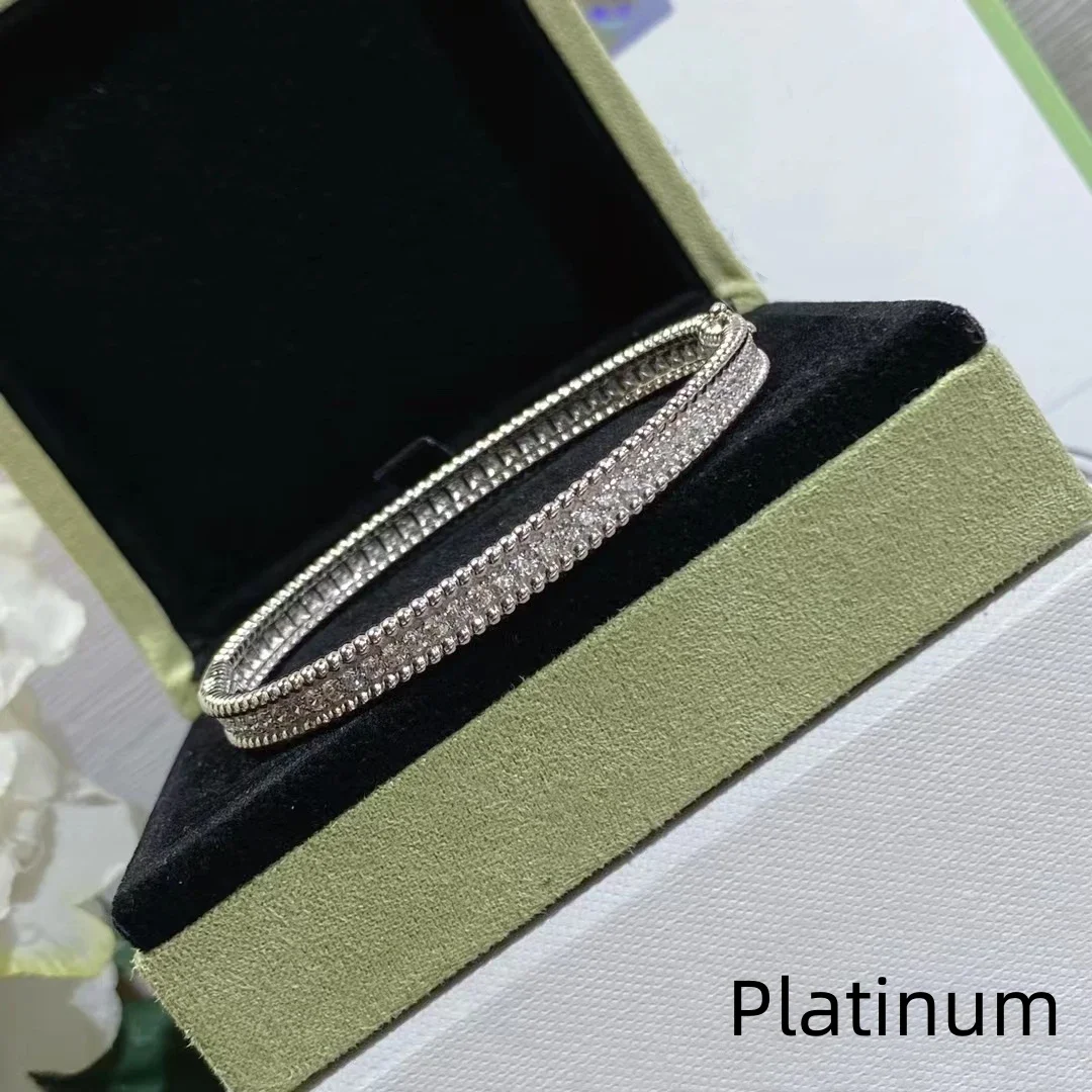 Hot Selling 925 Sterling Silver Row Diamond Round Edge Bead Bracelet Fashion Classic Brand Banquet Luxury Jewelry Gift