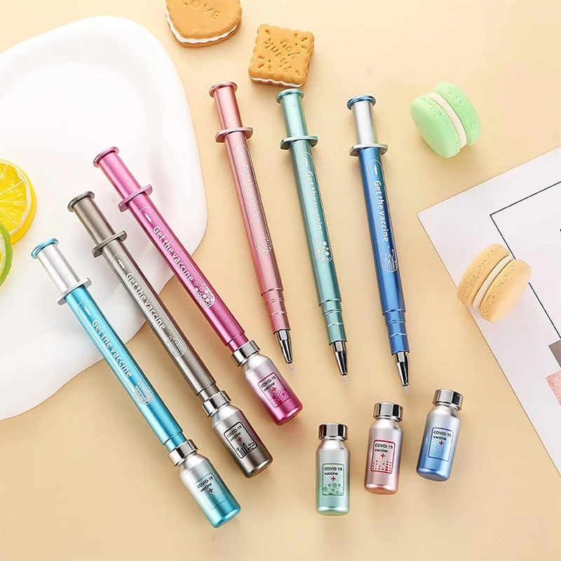 12Pcs 학생 아름다운 중립 펜 백신 바늘 라이트 펜 크리 에이 티브 편지지 부드러운 서명 펜