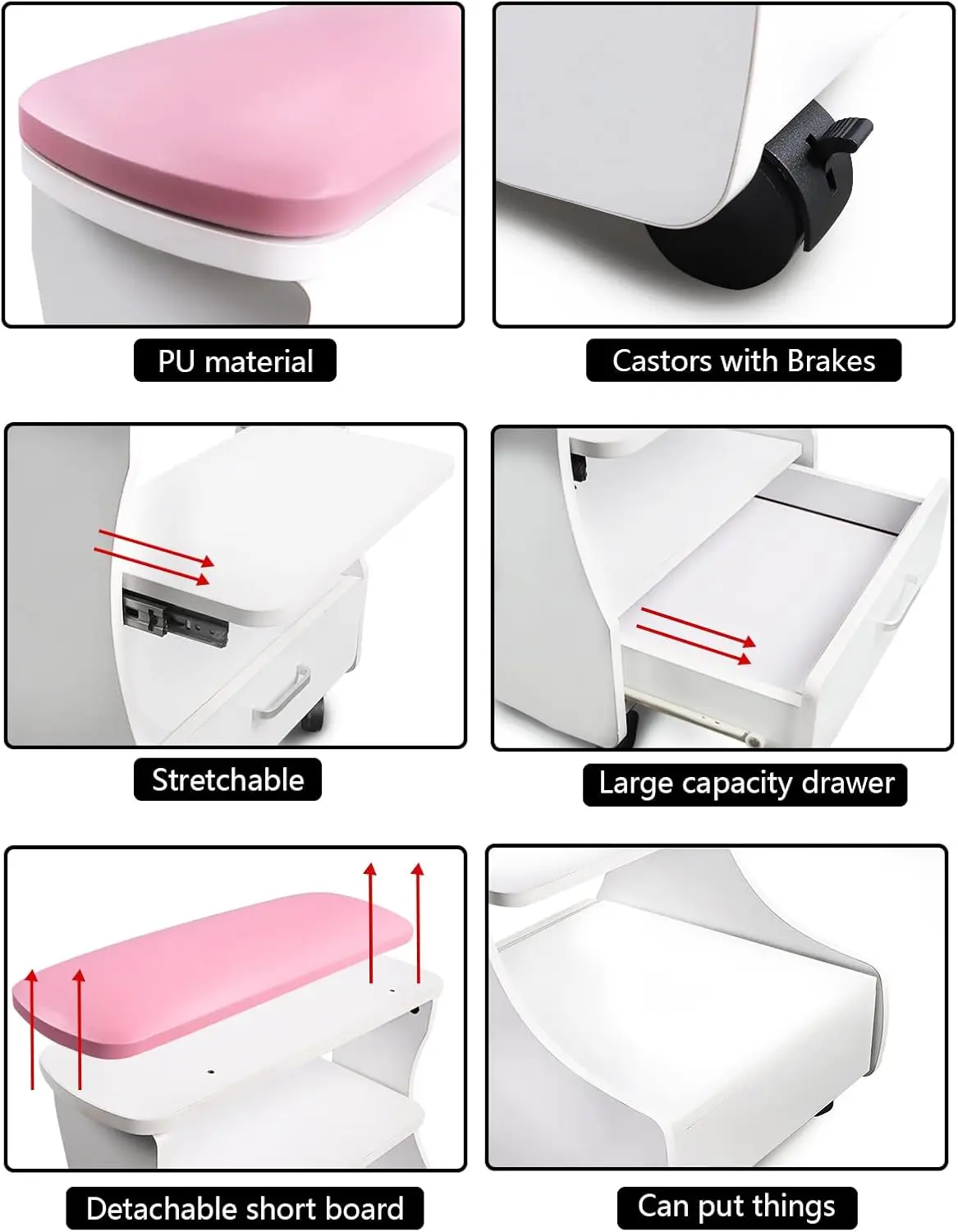 Pedicure Foot Rest Manicure Foot Rest with Wheels PU Leather Home Beauty Footrest Pedicure Stool Stand for Home S