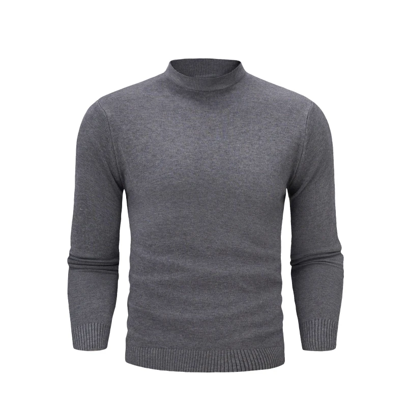 High end brand semi high neck long sleeved men's knitted sweater