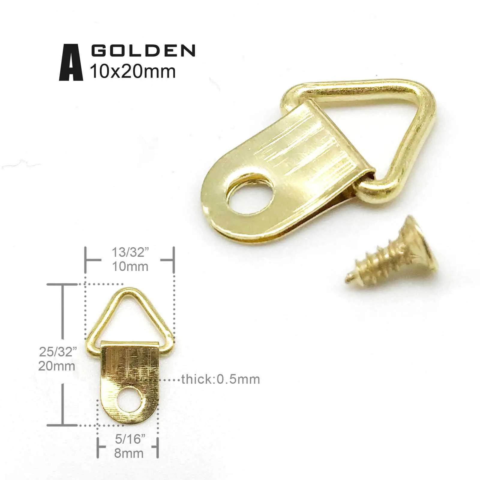 Picture Frame Hangers 25pcs Golden Silver Black Triangle D-Ring Hanging Oil Painting Mirror Picture Frame Hanger Art Work Photo Wall Hook with screws