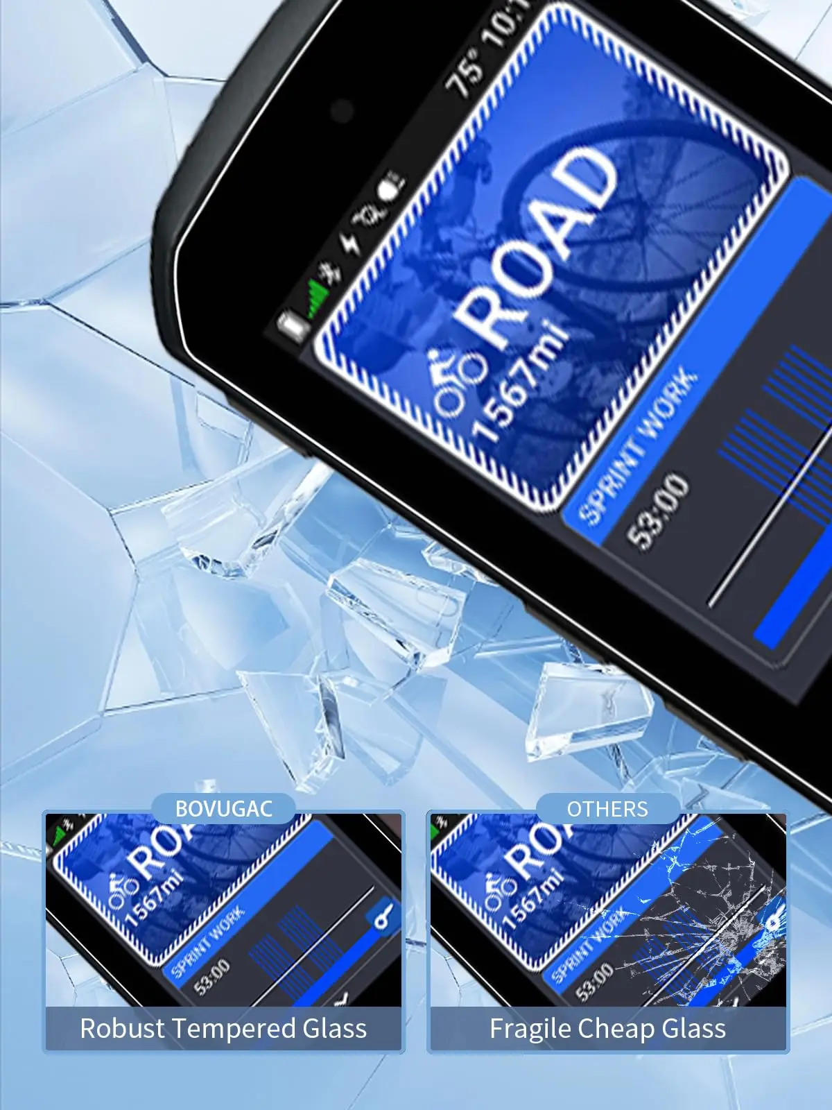 Premium Tempered Glass Screen Protector with Silicone Case for Bike Computer Stopwatch