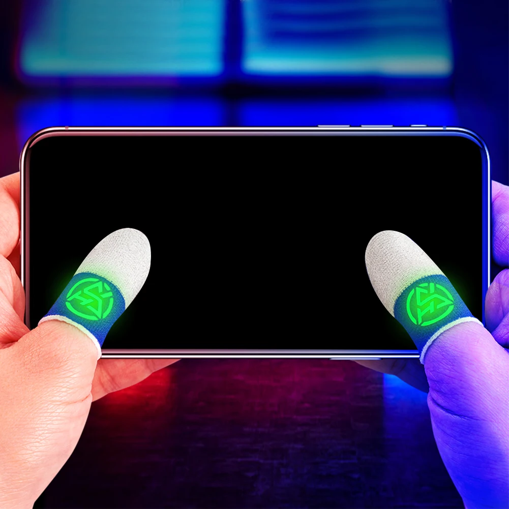 Mobile Finger Sleeve Breathable Nightlight Finger Covers Sweatproof Anti Slip Game Controller Finger Cover for PUBG Phone Games