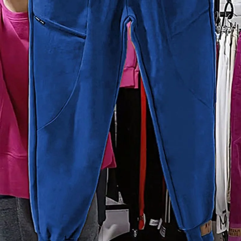 2023 Autumn and Winter Women's Pockets Loose Solid Patchwork Slim Fit Harlan Plush Fashion Casual Elegant Commuter Bottom Pants