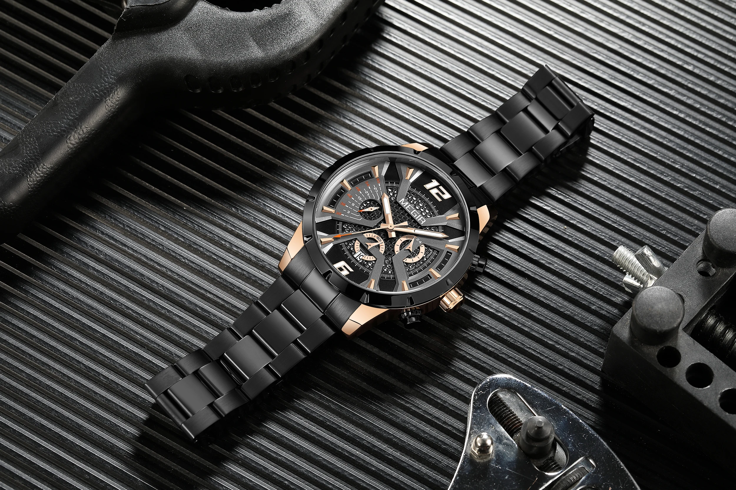 Stainless Steel for Men Luxury Business Casual Quartz Date Clock Chronograph Big Dial Wrist_voghion.com