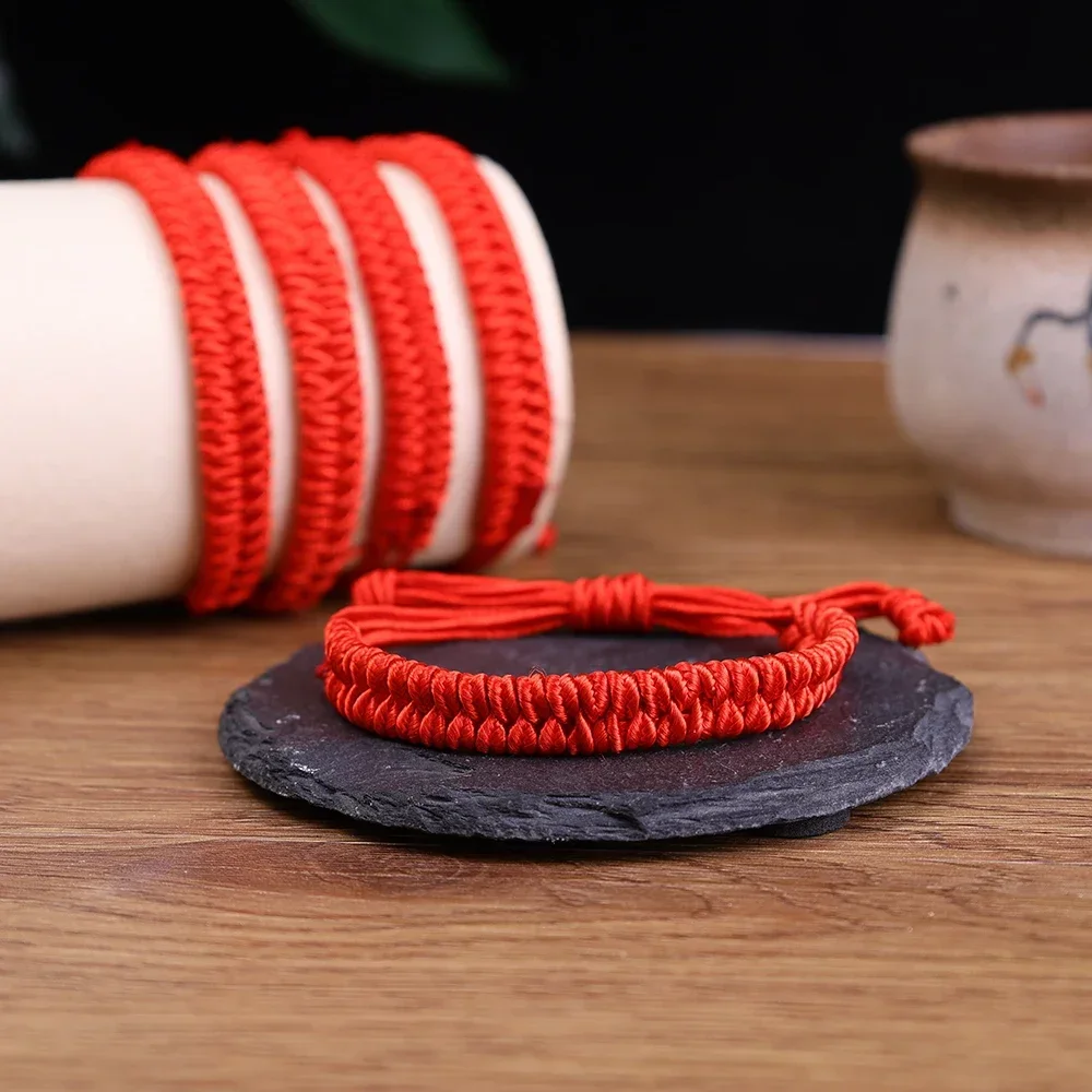 Lucky Red Nylon Thread Bracelet Tibetan Buddhist Handwoven Braided Rope...