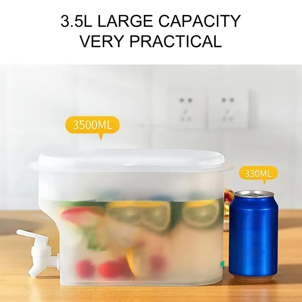 Jarra de agua fría de 3,5 l, contenedor de agua fría de plástico de gran capacidad, dispensador de bebidas con grifo, te