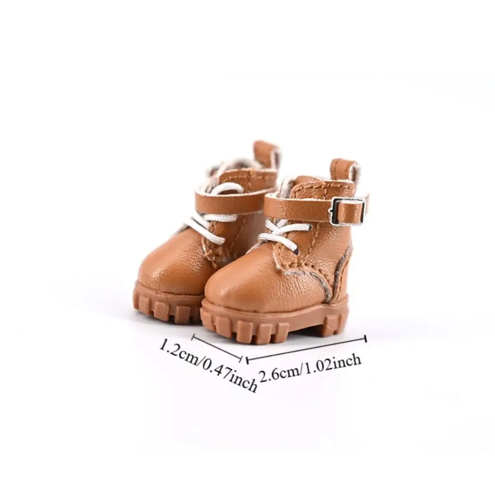 DIY Toy Dress Up Ob11 Shoes Cute Outfit Pretend Play Doll Leather Boots Casual Shoes Black Brown Obitsu 11 Doll Shoes For Penny