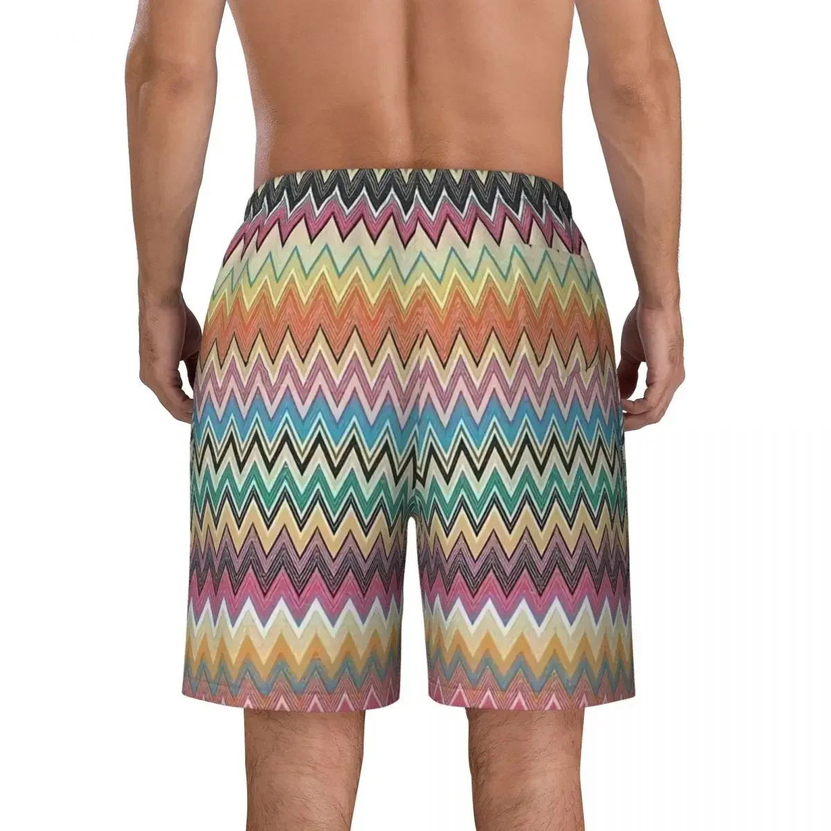 Custom Camouflage Home Boardshorts Mens Quick Dry Board Shorts Modern Zigzag Swim Trunks Custom Print Bathing Suits 3