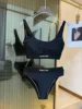 The 2025 high-waisted bikini letter print swimsuit is the latest V-neck swimsuit for women in summer