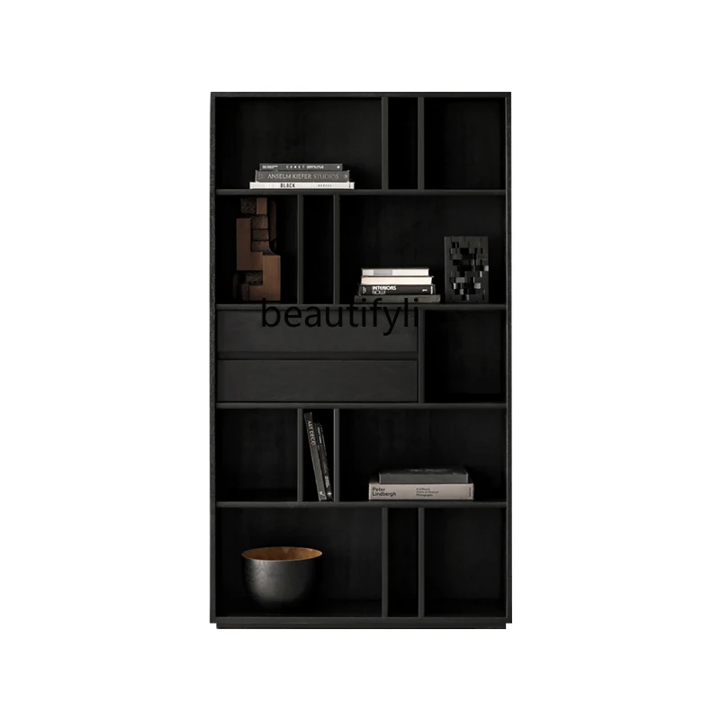 

Japanese-Style Combination Bookshelf Bookcase Living Room Locker Integrated Home Display Cabinet Shelf against the Wall