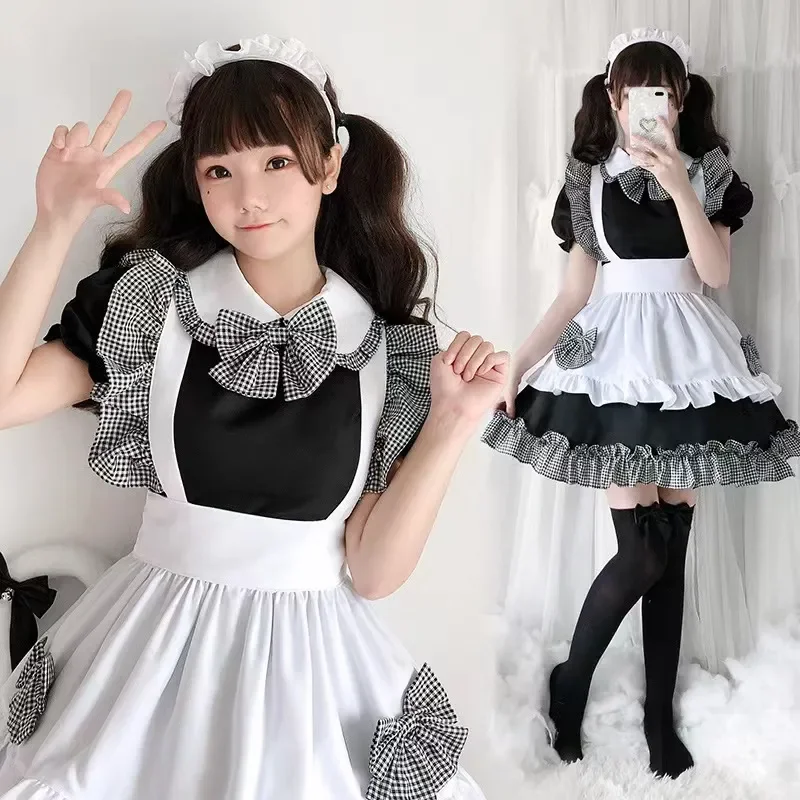 

Women Maid Outfit Anime Long Dress Black and White Apron Dress Lolita Dresses Men Cafe Costume Cosplay Costume