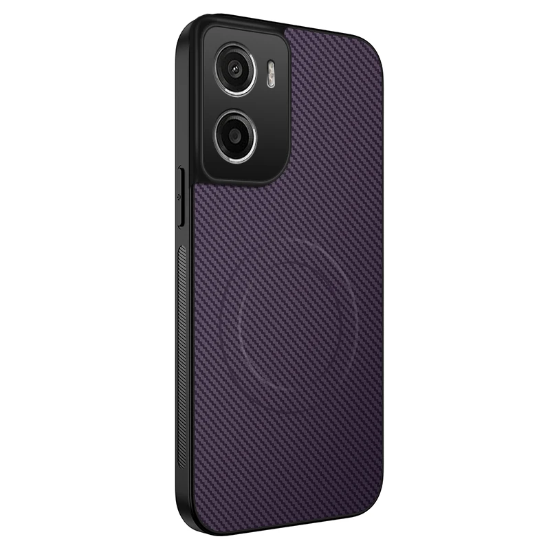 Carbon Fiber Texture Phone Case with MagSafe-Compatible Protective PC Back Cover