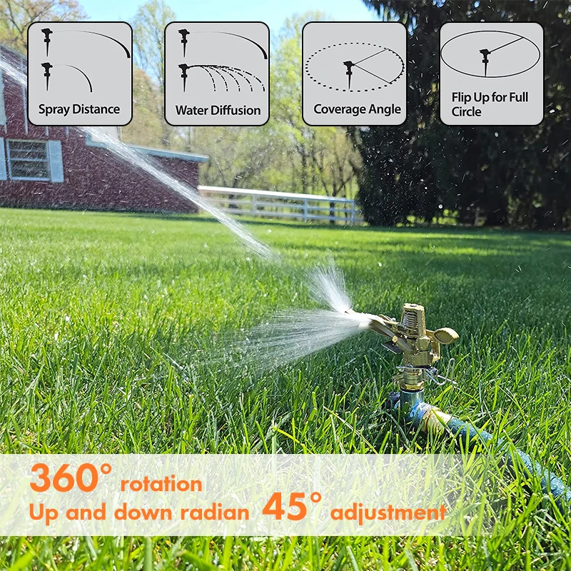 Impact Sprinkler Head On Tripod Base, Garden Sprinkler 360°Heavy Brass  Sprinkler Nozzle, Metal Extension Legs Flip Locks - AliExpress