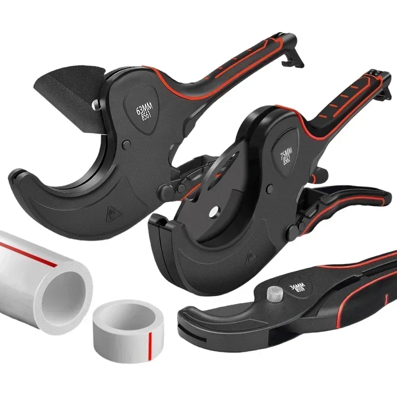 Professional Tube Scissors Pipe Cutter SK5 Blade With Treatment Ratchet Pvc/Pu/Pp/Pe Hose Pipe Shears Electric Line Hand Tools 2