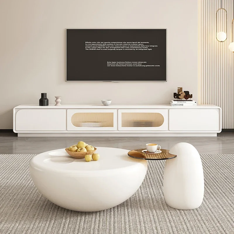 Display Entertainment Tv Stand White Storage Glass Coffee Office Unit Tv Table Metal Universal Muebles Para Theater Furniture