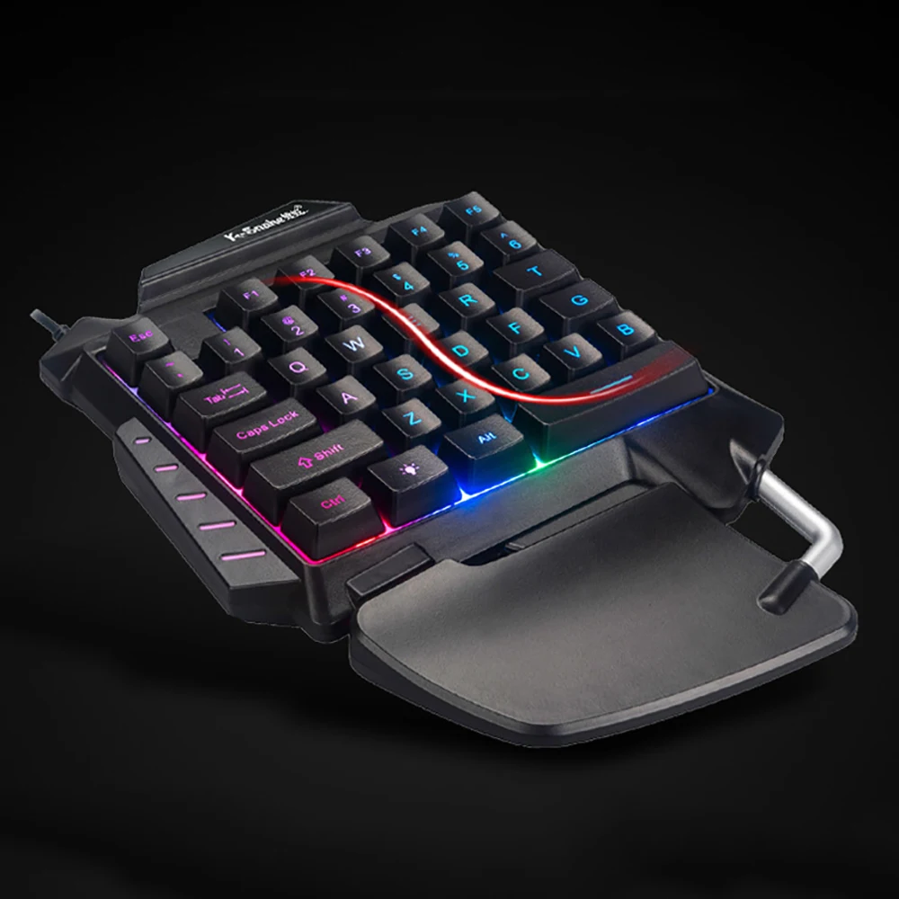 한 손으로 게임용 키보드 인체 공학적 LED RGB 백라이트 PC PS4 Xbox 게임용 휴대용 미니 게임 키패드 게임 컨트롤러