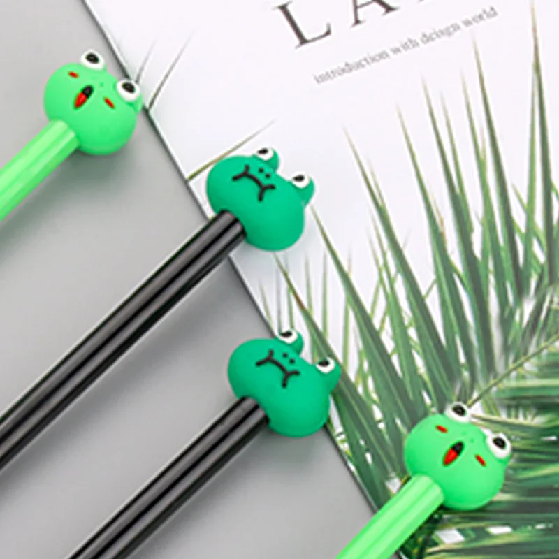 60 Pcs Creative Cartoon Frog Head Neutral Pens Signature Pen Lovely Ink Pen Animal Black Ink Student Stationery Supplies 500pcs roll warning stickers for kids gift wrapping seals black and white lovely extreme happiness warning self adhesive sticker