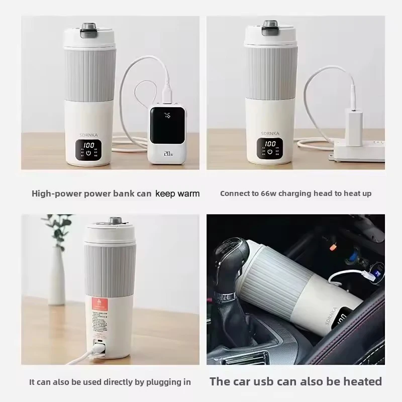650ml Portable Electric Kettle Travel Boil Water Cup Thermo Pot Smart Teapot Temperature Adjustment Kettle Heating Cup 220V 6