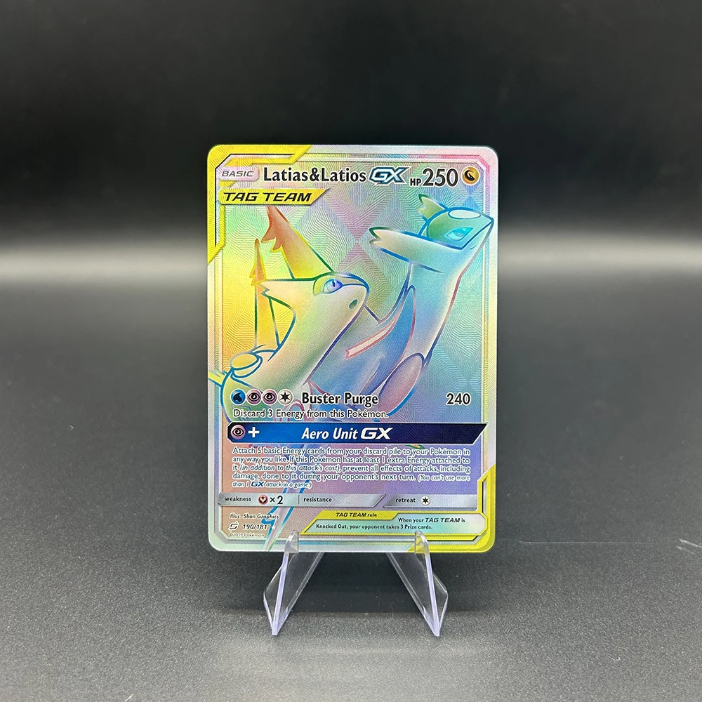 26 neue Designs DIY PTCG TCG Sammelkarte Cartoon TAG TEAM Latios Latias Gengar Karte Englische Folie Refraktive Farbe Flash Geschenke – Detail 21