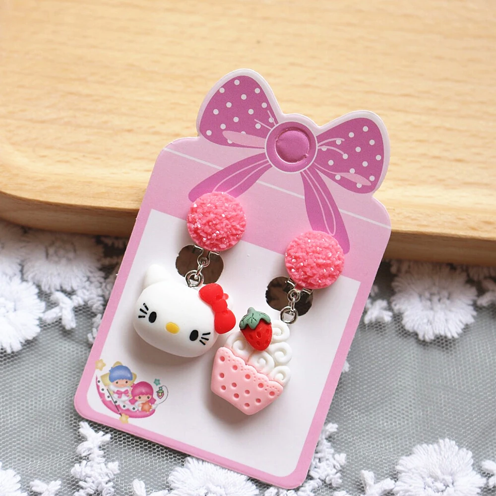 Cute Pink Cats Clip on Earrings For Kids Girls Earrings Jewelry No Pierced Children Women Cute ear clip earrings clip earrings ear clip