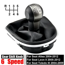 5/6 Speed MT Gear Shift Knob Gearshift Head Ball Shifter + Gaiter Boot Cover + Frame Base for Seat Altea Leon II 2 Toledo III 3