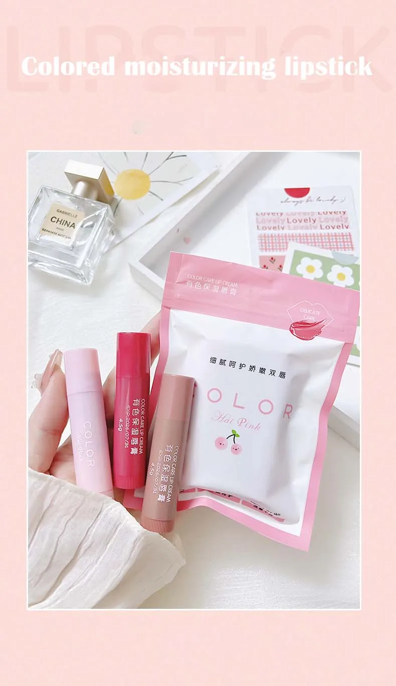 Sa88068925b1e48bb8a08e0ee674f3ce4m 3/1pcs Lip Balm Moisturizing Anti-dry Lip Balm Easy To Carry Makeup Lip Care Cosmetics Anti-cracking Lipstick Colored Lip Tint