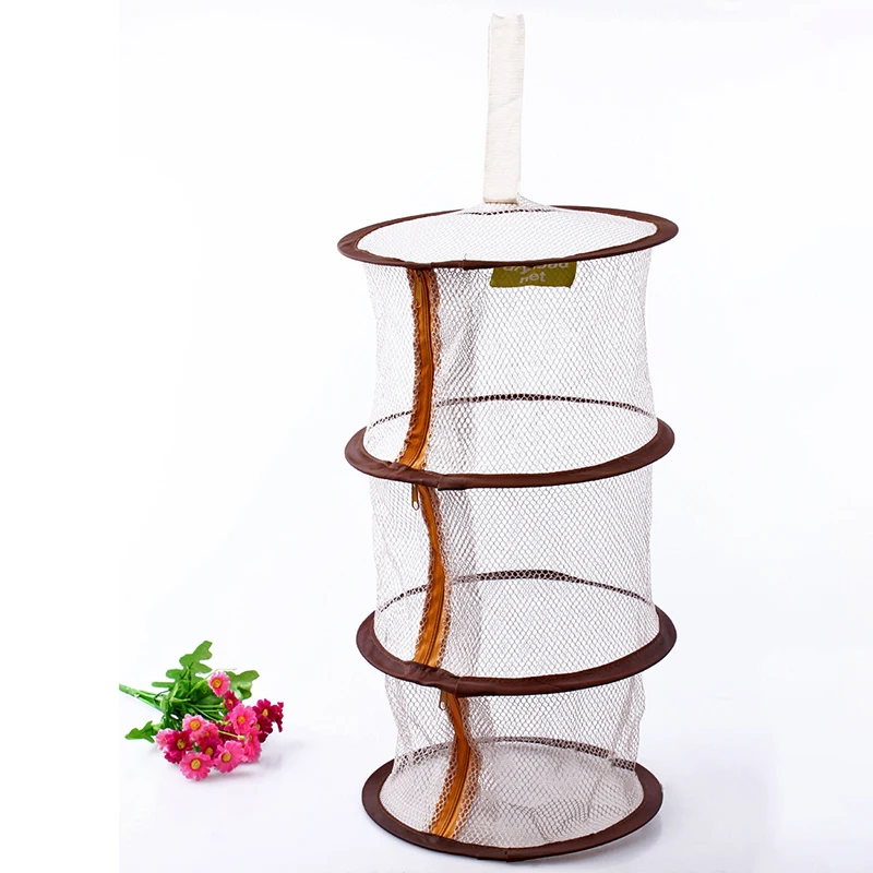1PC Zipper Hanging Basket Multi-Cell Basket Three-Cell Basket Drying Basket Bra Drying Dried Fish Meat Food 5