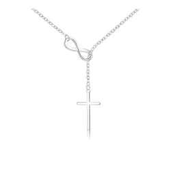 Sleek Minimalist Gold Stainless Steel Cross Pendant Necklace (Silver)